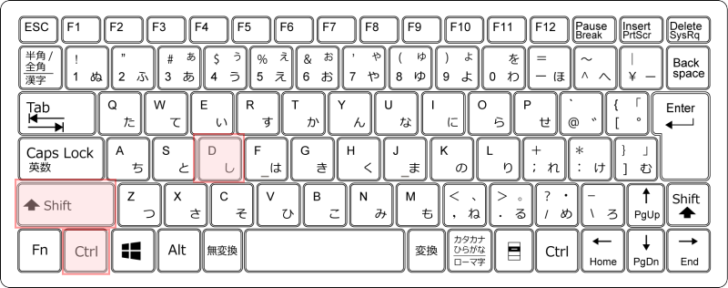 キーボード［Ctrl］+［Shift］+［D］