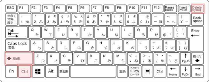 キーボード［Ctrl］+［Shift］+［Delete］