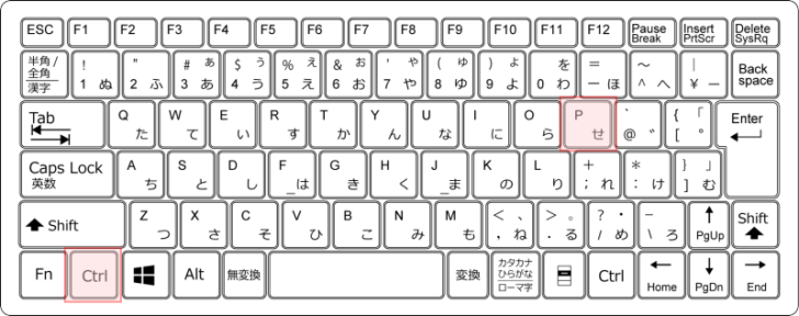 キーボード［Ctrl］+［P］