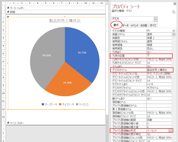 グラフプロパティの設定