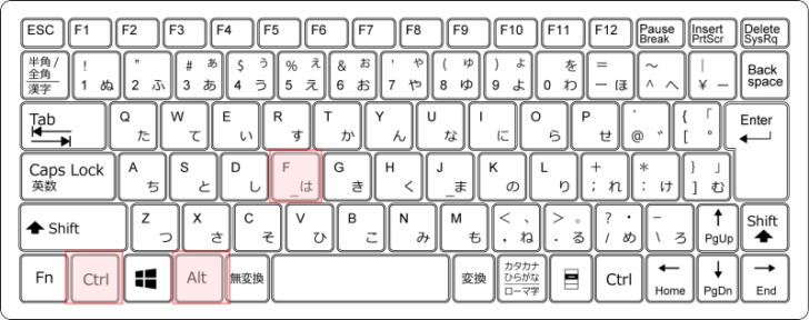 キーボード［Ctrl］+［Alt］+［F］