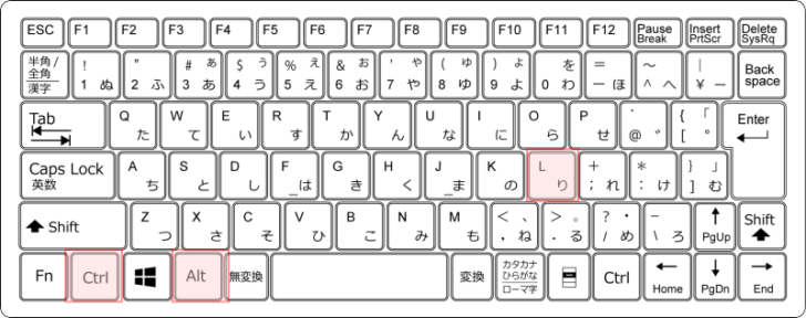 キーボード［Ctrl］+［Alt］+［L］