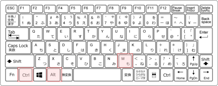 キーボード［Ctrl］+［Alt］+［M］