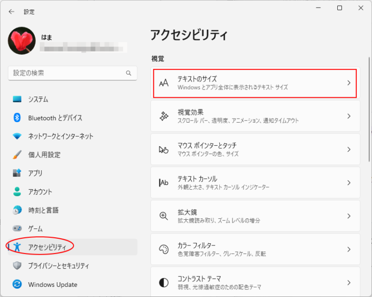 Windows 11の［アクセシビリティ］