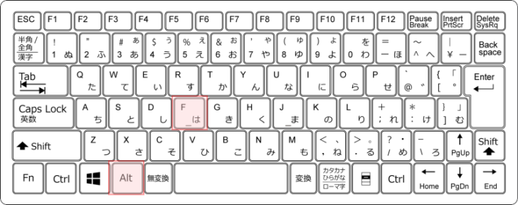 キーボード［Alt］+［F］