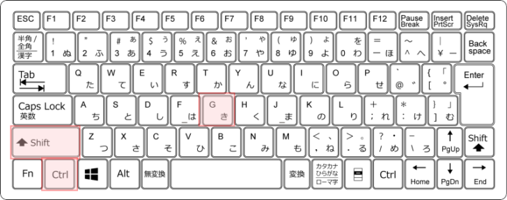 キーボード［Ctrl］+［Shift］+［G］