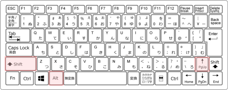 キーボード［Alt］+［Shift］+［↑］