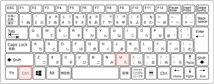 キーボード［Ctrl］+［M］