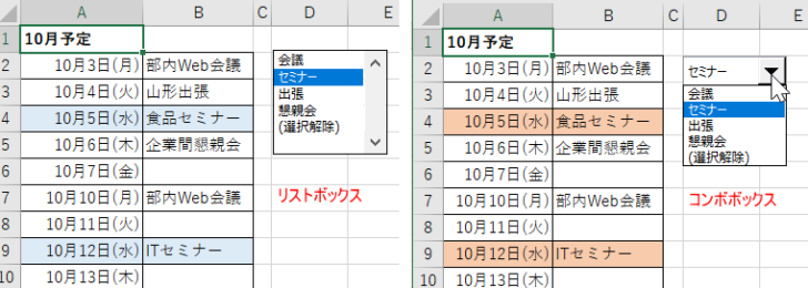 リストボックスとコンボボックス