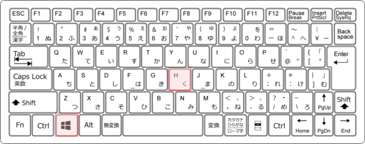 キーボード［Windows］+［H］