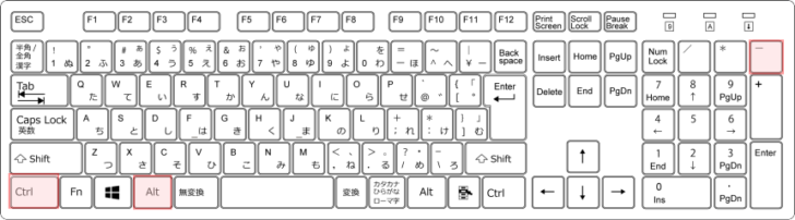 キーボード［Alt］+［Ctrl］+［-］（テンキー）