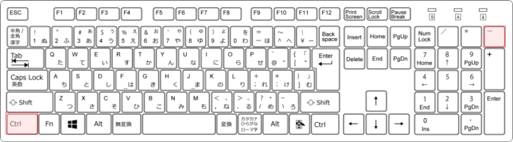 キーボード［Ctrl］+［-］（テンキー）