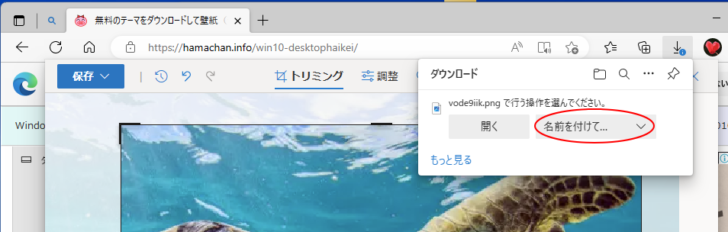 ［ダウンロード］の［名前を付けて..．］