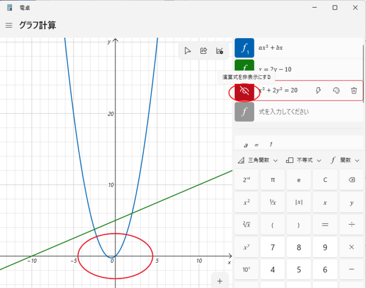 数式の［演算式を非表示にする］