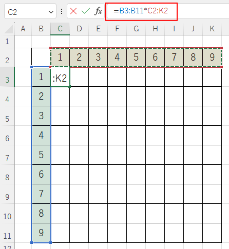 Excel2021のセル［C3］の数式