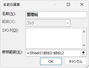 ［名前の編集］ダイアログボックス