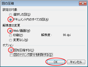 ［図の圧縮］ダイアログボックス