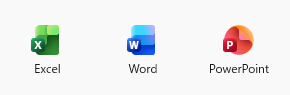 Excel、Word、PowerPointの新しいアイコン