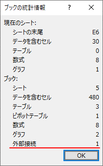 ［ブックの統計情報］の［外部接続］
