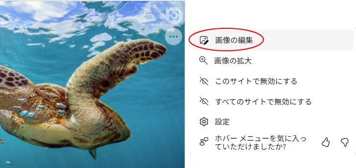 ［設定］の［画像の編集］