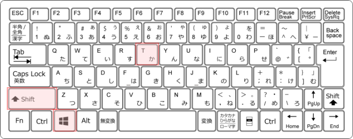 キーボード［Windows］+［Shift］+［T］