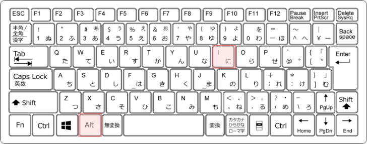 キーボード［Alt］+［I］（アイ）