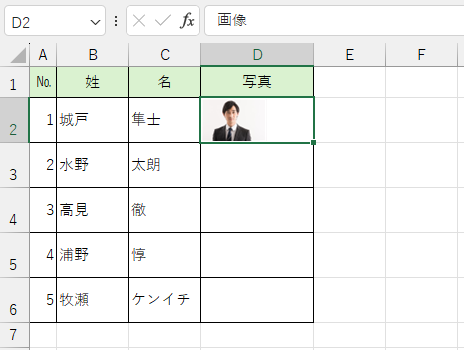 セル内に挿入した画像