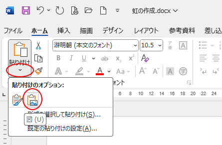 ［貼り付けのオプション］から［図］