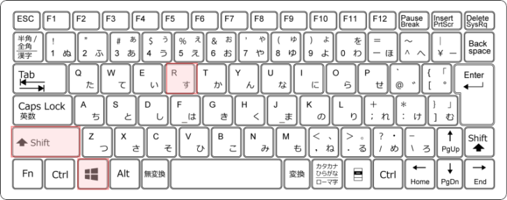 キーボード［Windows ］+［Shift］+［R］