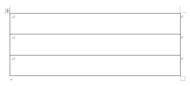 3行1列の表