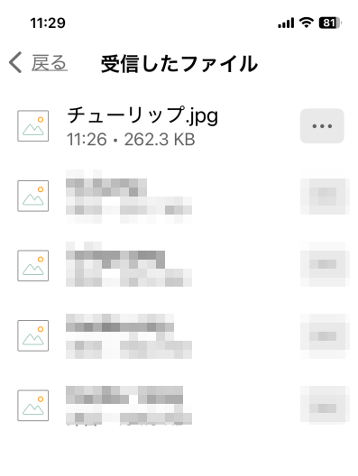 ［Windowsにリンク］アプリの受信したファイル
