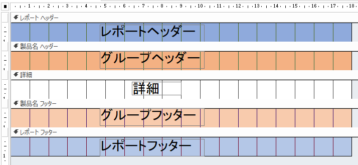 ［ページヘッダー］を非表示にしたときのデザインビュー