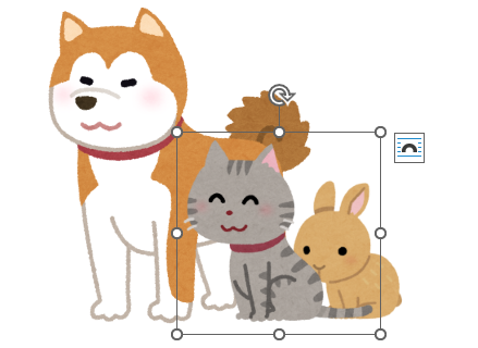 ［ ねこ］が最前面になった画像の重なり