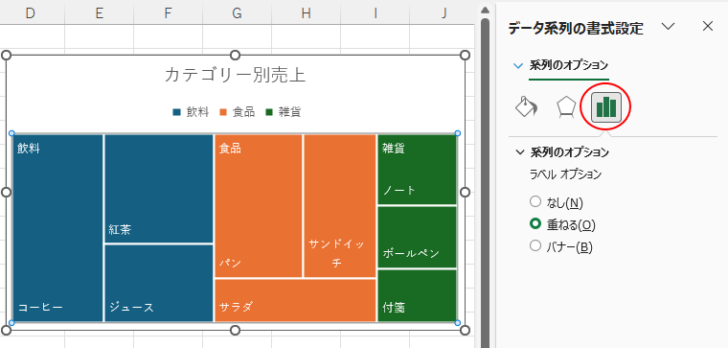 ［データ系列の書式設定］作業ウィンドウ