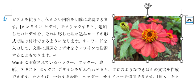 右上に配置された画像
