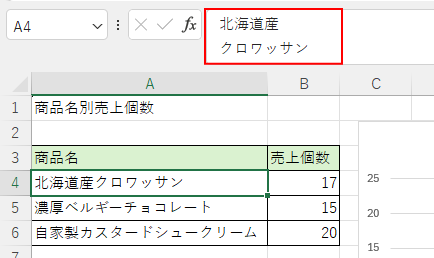 ［折り返して全体を表示する］をオフにしたときの数式バー