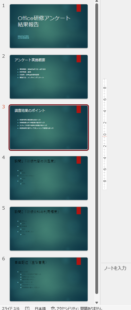 スライド4、スライド5、スライド6が挿入されたプレゼンテーション