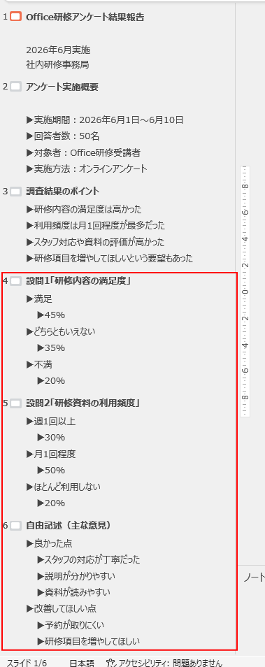 アウトライン表示