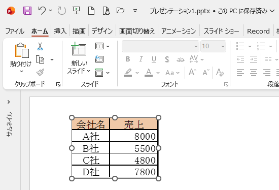 リンク貼り付けしたExcelの表