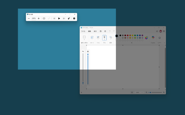 全画面表示ビューで［Ctrl］+［Alt］+［space］を使用して拡大箇所を表示