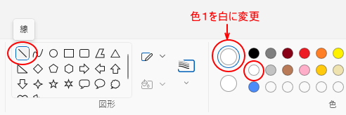 ［図形］グループの［線］