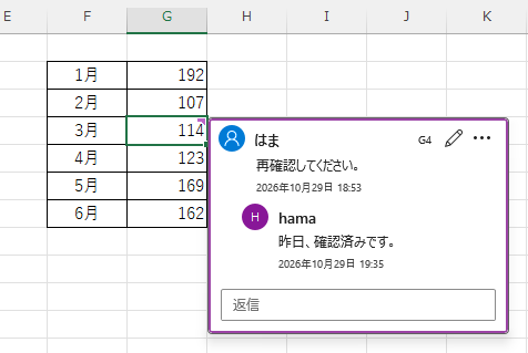 返信したコメント