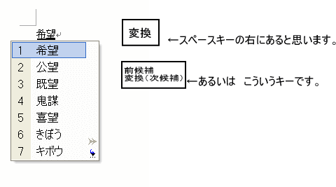 確定後の変換 Enterキーで確定した後でも変換候補一覧を表示できる Ime 2003 初心者のためのoffice講座