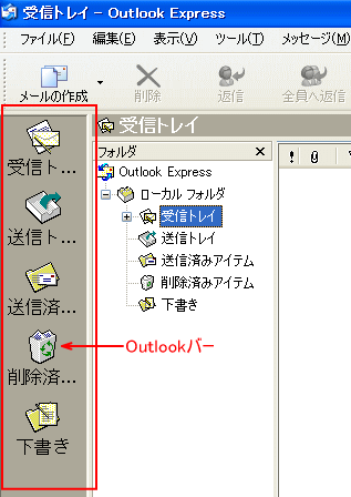 Outlookバーの使い方 Outlook Express 初心者のためのoffice講座