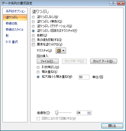 Excel2007の［データ系列の書式設定］