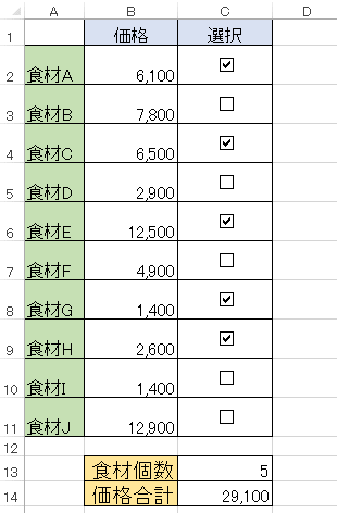 チェックボックスを使って自動集計 Excel 13 初心者のためのoffice講座