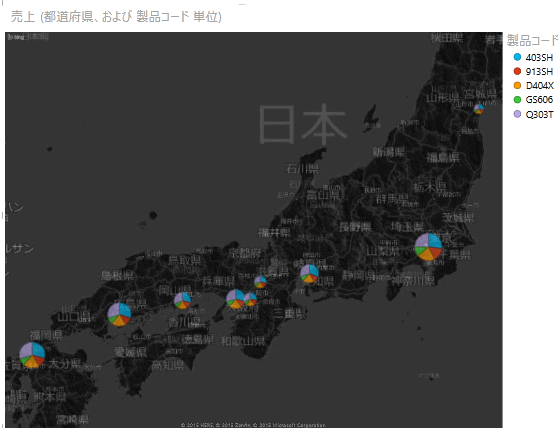 Excel2013のPower View（パワービュー）で地図上にグラフを表示 