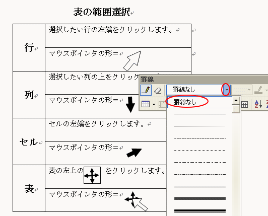 見えない罫線 罫線なし罫線 Word 03 初心者のためのoffice講座