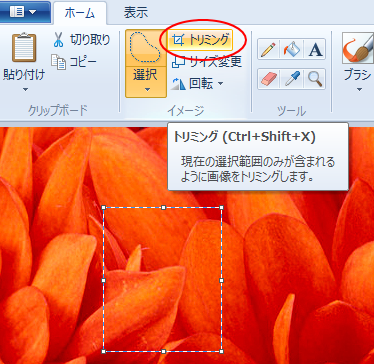 ペイントのトリミング 四角形選択と自由選択 Windows 7 初心者のためのoffice講座